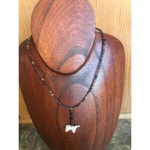 Vtg Zuni Necklace Choker Native American Hand Carved Heishi Single Strand 1 Bear